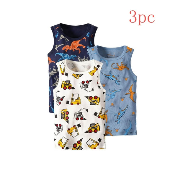 Uxgjfwu 3 Pack Toddler Tank Tops Sleeveless Graphic T-Shirt Round Neck Tank Top for Girls and Boys Summer Top Tee, Sizes 2-8