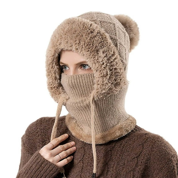 Uxgjfwu 3-in-1 Knitted Winter Set with Hat and Scarf, Warm Fleece Lined Beanie and Neck Gaiter Combo, Cold Weather Knit Accessory for Outdoor Activities