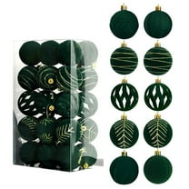 Uxgjfwu 30 Pcs Flocked Velvet Christmas Ball Ornaments, 6cm Plastic Xmas Tree Hanging Decorations