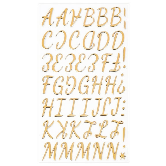 Uxgjfwu 3D Gold Foil Letter Stickers, English Alphabet DIY Journal Accessories, Christmas Stocking Decorations for Craft Projects