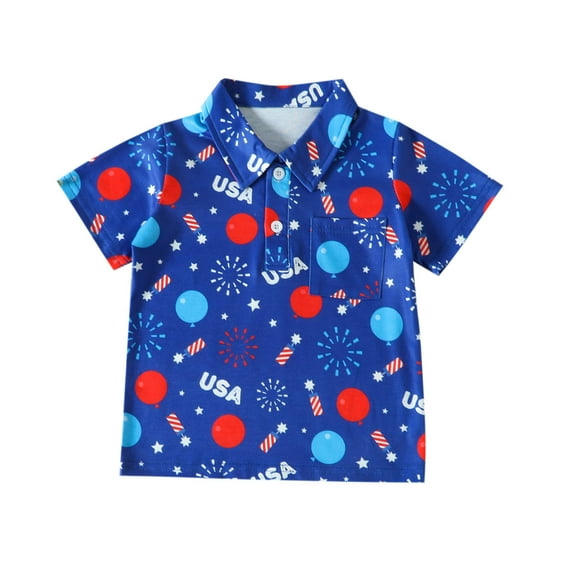 Uxgjfwu 5T Boy Clothes Toddler Baby Boys Independence Day Fashion Short Sleeve Star Print Retro Shirt Top 5-6 Years