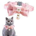 thumbnail image 1 of Uxgjfwu Adjustable Cat Collar with Bell Pink Lace Bow and Beads for Pets Kitten Safety and Fashion, 1 of 6