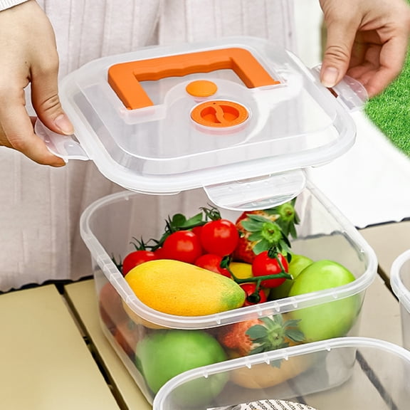 Uxgjfwu Airtight Food Storage Container, Leakproof Plastic Lunch Box with Lid, Food Grade Kitchen Organizer for Fruits Vegetables and Eggs, Stackable Design