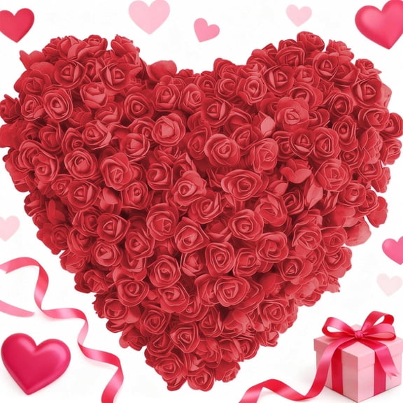 Uxgjfwu Artificial Foam Roses, 100 Pieces Simulated Flower Arrangement for Party Decor, Realistic Looking Fake Flowers for Wedding Centerpiece, Valentine's Day, Home
