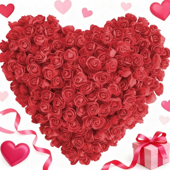 Uxgjfwu Artificial Foam Roses, 100 Pieces Simulated Flower Arrangement for Party Decor, Realistic Looking Fake Flowers for Wedding Centerpiece, Valentine's Day, Home