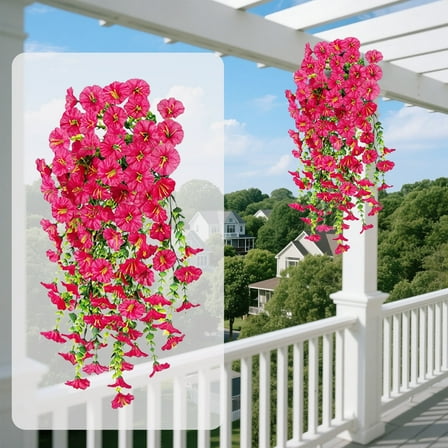 Uxgjfwu Artificial Morning Glory Vine 29.5" Fake Flowers for Home Wedding Decor Wall Hanging UV Resistant Outdoor Plants