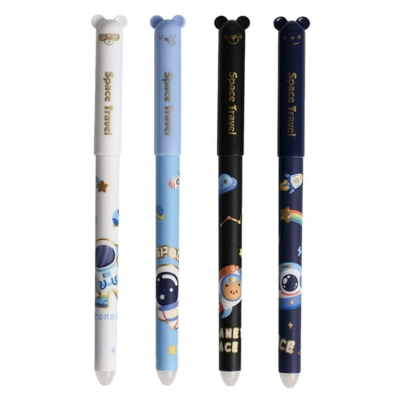 Uxgjfwu Astronaut Gel Pens 4 Pack Erasable 0.5mm Ink Pens for Sch-ool Office, Cute Space Themed Writing Supplies for K-ids Stu-dents