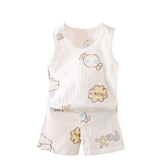 Uxgjfwu Baby Boys And Girls Loungwear Comfy Clothing Sets Kids Outfit Sets Thin Sleeveless Tops Shorts Set