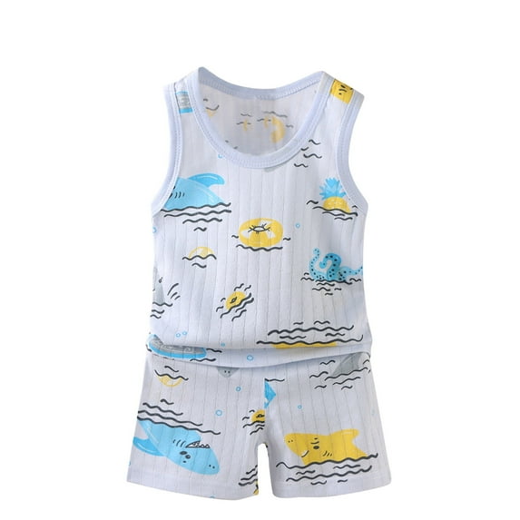 Uxgjfwu Baby Boys And Girls Loungwear Comfy Clothing Sets Kids Outfit Sets Thin Sleeveless Tops Shorts Set
