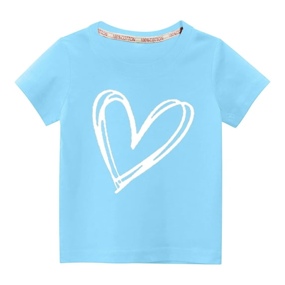 Uxgjfwu Baby Tee Toddler Kids Boys Girls Fashion Cute Round Neck Print Short Sleeve Top 5-6 Years