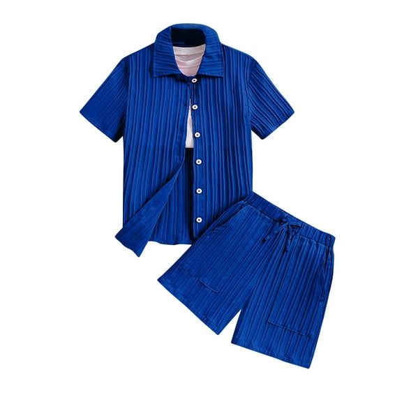 Uxgjfwu Big Kids Dress Suits Casual Short Sleeve Tops Shorts Outfit Turndown Neck Collar Botton Blouse Shorts Sets