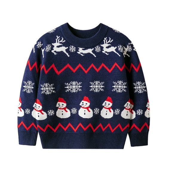Uxgjfwu Boys Girls Sweater Long Sleeve Knitwear Kids Christmas Pattern Sweater Crewneck Pullover Sweater for Children
