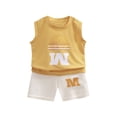 thumbnail image 1 of Uxgjfwu Boys Summer Outfits Printed Short Sleeve Tops and Shorts Set Toddler Boy Clothes, Sizes 0-5T,Yellow, 1 of 7