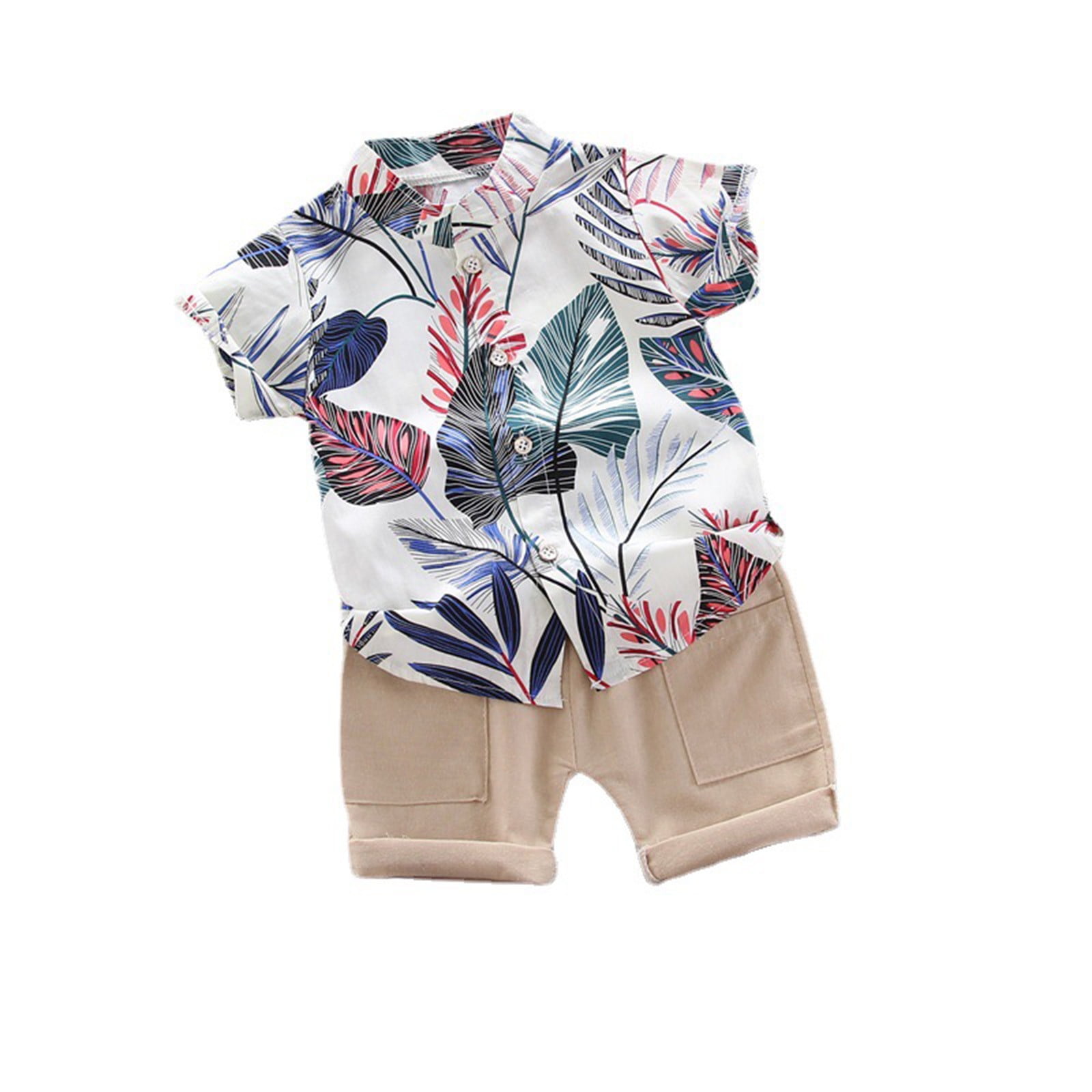 Baby Boys 2-Piece Summer Outfit – “22 California” Printed T-Shirt & Denim Shorts Set (Cream/Blue) main image 1