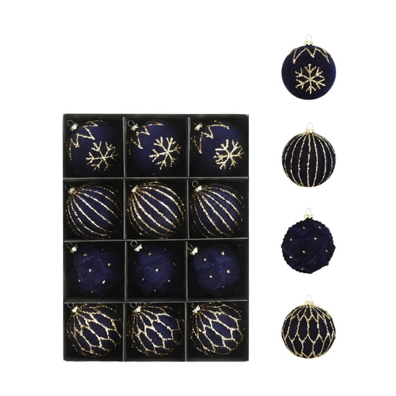 Uxgjfwu Burgundy Velvet Flocking Christmas Ball Ornaments 3 Inch 12 Piece Set for Tree Decoration Holiday Decor Festive Gift