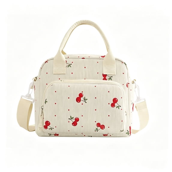 Uxgjfwu Cherry Print Insulated Lunch Bag, Cute Reusable Thermal Tote With Front Pocket, Leakproof Cooler Bag for Work, School, Picnic, and Outdoor Food Storage