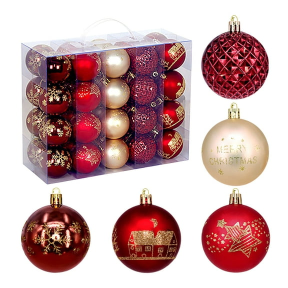 Uxgjfwu Christmas Ball Set 6cm 40 Pcs Dark Red Painted Electroplated Plastic Tree Ornaments for Holiday Decor