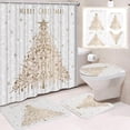 thumbnail image 1 of Elainilye Christmas Bathroom Set 4 Pcs Shower Curtain with Santa Pattern Non Woven Bath Mat Toilet Cover and U Shape Lid Decoration for Holiday Decor, 1 of 6