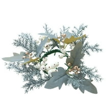 Uxgjfwu Christmas Candlestick Wreath with Pine Cones Branches, Red White Green Centerpiece for Table Candle Holiday Decor