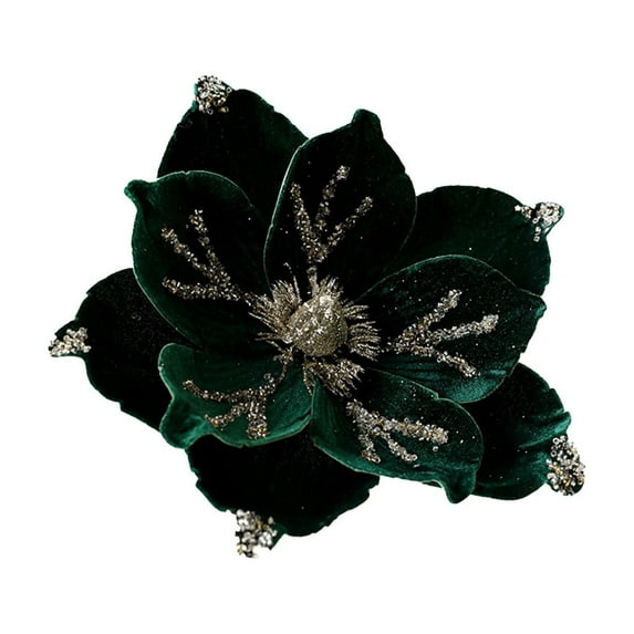 Uxgjfwu Christmas Decoration Flower Powder Flocking Magnolia High-end Fabric Simulation for Holiday Decor 9 Inch Home Party