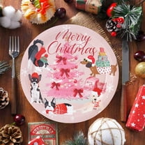 Uxgjfwu Christmas Disposable Plates, Holiday Themed Party Tableware, Festive Pattern Paper Plates for Gatherings, Events, Family Celebrations