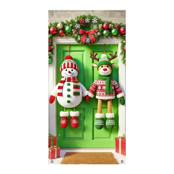 Uxgjfwu Christmas Door Cover 35.4x70.8 Inch Christmas Door Curtain for Door and Wall Decoration Festival Party Decor