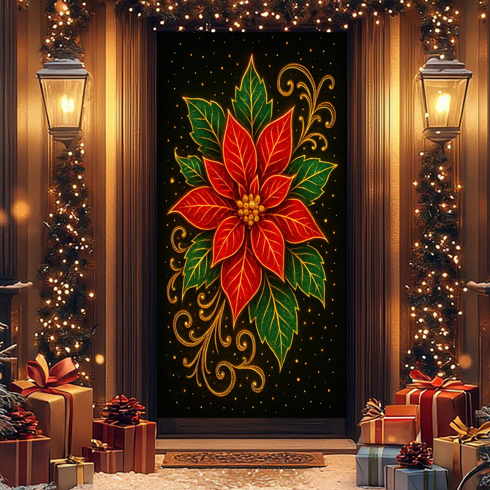 Uxgjfwu Christmas Door Curtain with Holiday Scene, Decorative Door ...