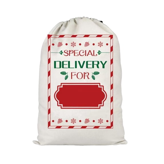 Uxgjfwu Christmas Drawstring Bag White Canvas Gift Storage Sack for Holiday Party Decorations Candy Wrapping Reusable Christmas Tree Present Bundling Pouch
