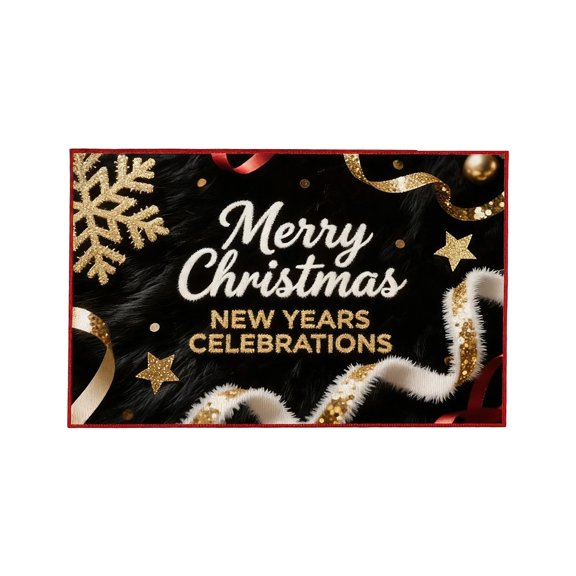 Elainilye Christmas Floor Mat Crystal Velvet Household Kitchen Bathroom Waterproof Anti-skid Foot Mat for Home Decoration