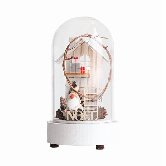 Elainilye Christmas Glass Lamp Bottle Decor Wood Base Santa Reindeer Night Light Snow Scene Desktop Decoration for Home