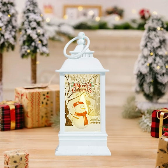 Uxgjfwu Christmas Lantern Four-Corner Design with Customizable Patterns Portable Candle Lamp for Holiday Decor Indoor Outdoor