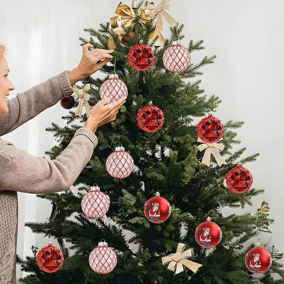 Uxgjfwu Christmas Ornament Set 9PCS 3 Inch Colorful Novelty Decorative Balls Boxed Collection for Holiday Tree Decor Festive Home Party Gift