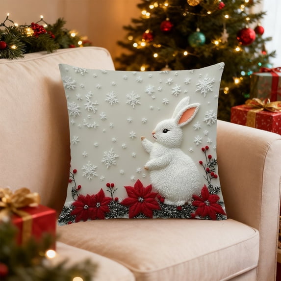 Uxgjfwu Christmas Pattern Pillow Cover, Square Decorative Pillow Case with Soft Fabric, Hidden Zipper Closure for Home Decor, Seasonal Bedding Accessory
