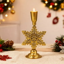 Uxgjfwu Christmas Snowflake Candle Holder, Iron Metal Taper Candlestick Holders, Christmas Tabletop Centerpiece Decorations