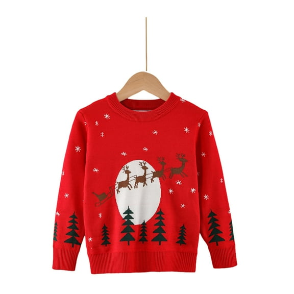 Uxgjfwu Christmas Sweaters for Big Boys and Girls Winter Warm Sweater Kids Chunky Round Neckline Pullover Tops Pattern Shirts