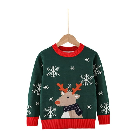 Uxgjfwu Christmas Sweaters for Big Boys and Girls Winter Warm Sweater Kids Chunky Round Neckline Pullover Tops Pattern Shirts
