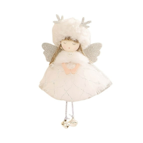 Uxgjfwu Christmas Tree Skirt Mesh Tulle Decorative Pendant with Angel Wings Girl Cute Hanging Piece for Xmas Party Home Decor