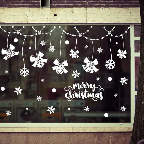 Uxgjfwu Christmas Window Decals, Xmas Snowflake Window Clings, Double-Sided Merry Christmas Stikcers for Home Shop Glass Display Decoration