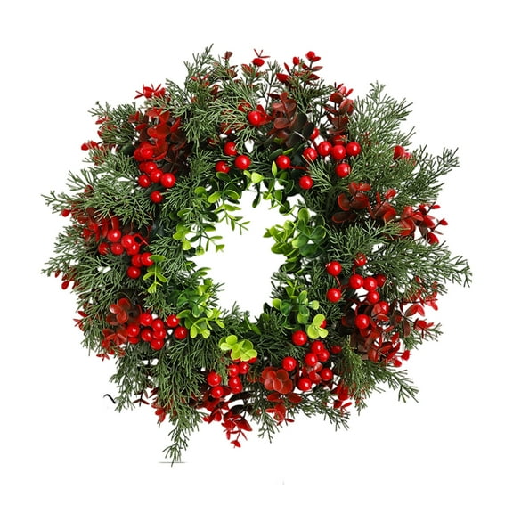 Uxgjfwu Christmas Wreath 16 Inch Rattan Artificial Plants Decoration for Door Wall Hanging Window Display Mall Scene Setting Holiday Gift