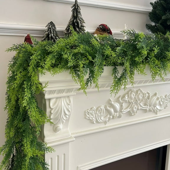 Uxgjfwu Christmas Wreath 6ft Pine Needle, Double Color Artificial Cedar Garland for Fireplace Mantel, Winter Porch Door Holiday Decor