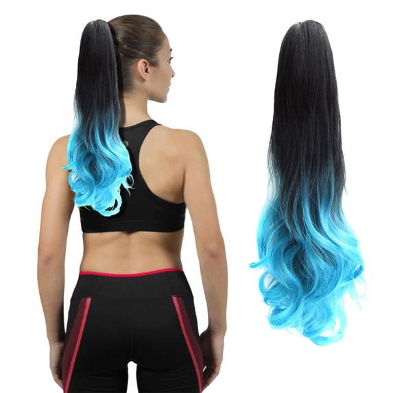 Uxgjfwu Clamping Ponytail Wig with European Style, Long Curly Hair Extension for Volume, Easy Wear Pony Tail Hair Piece