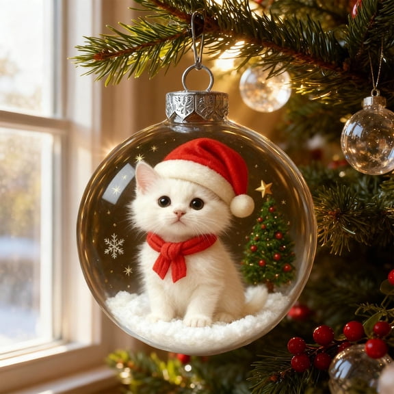 Uxgjfwu Clear Crystal Christmas Ornaments, Transparent Sphere Tree Decorations, 3D Animal Design Hanging Balls for Holiday Tree, Home Decor