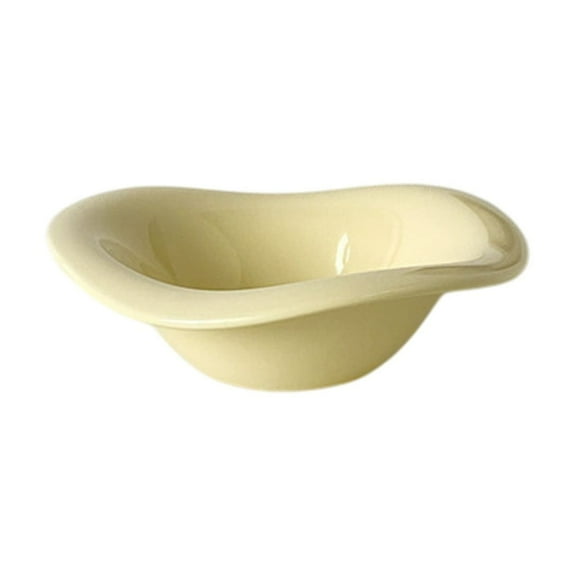 Uxgjfwu Cream Ceramic Dessert Bowl - Cafe Style Serving Dishes for Salad/Ice Cream/Afternoon Tea, Dishwasher Safe