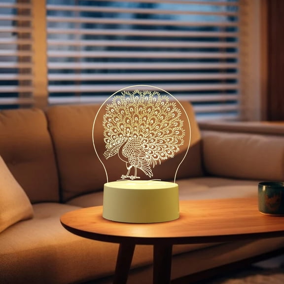 Uxgjfwu Creative LED Desk Lamp, USB Powered Night Light with 3D Pattern, Decorative Ambient Lighting for Room Office Bedside Table Display