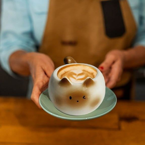 Uxgjfwu Cute Cats Shaped Coffee Cups, Unique Cats Coffee Mugs, Ceramic Animal Water Cups Suitable Birthday Holiday Gifts for Cats Lover