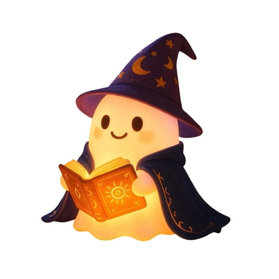 Uxgjfwu Cute Ghost Wizard Reading Light 6 Inch LED Lamp for Indoor Plants Garden Decor Night Light Gift for Kids and Home Decoration
