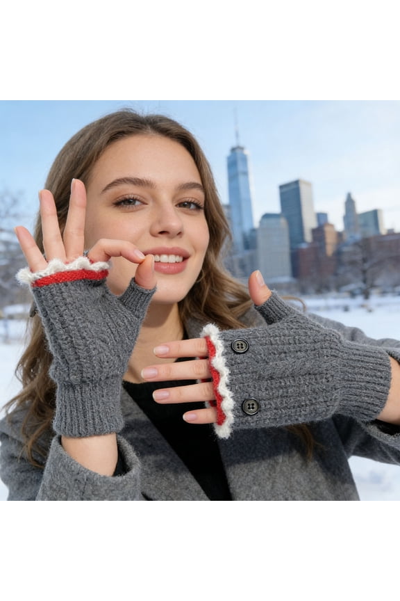 Cute Shark Gloves, Half Finger Knit Mittens for Cold Weather, Warm Texting Gloves with Fun Design, Outdoor Use, Casual Wear