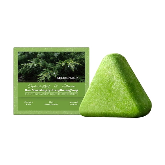 Uxgjfwu Cypress Leaf Hair Nourishing and Strengthening Soap, Follicle Care and Density Maintenance Bar for Fuller Thicker Hair