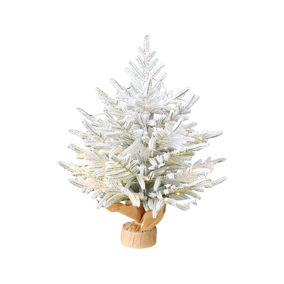 Uxgjfwu Desktop Christmas Tree 24 Inch PE Simulation Flocking Decoration with Lights Indoor Holiday Gift Ornament for Home Office Decor and Parties (Button Battery)