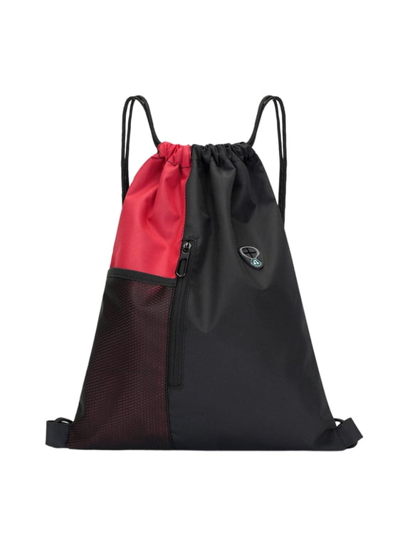 Drawstring Backpack Large Capacity, Heavy Duty Sports Sack for Hiking Camping, Lightweight String Bag with Pockets